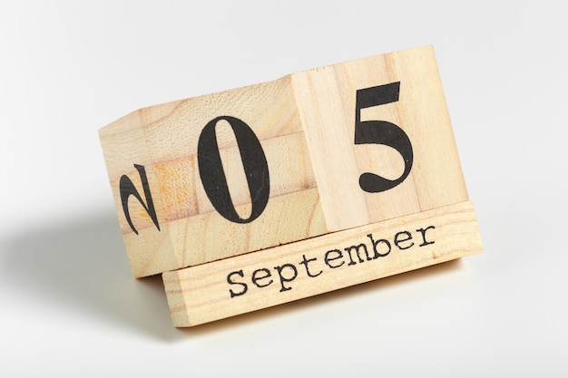 Wooden cubes with date  5th of September