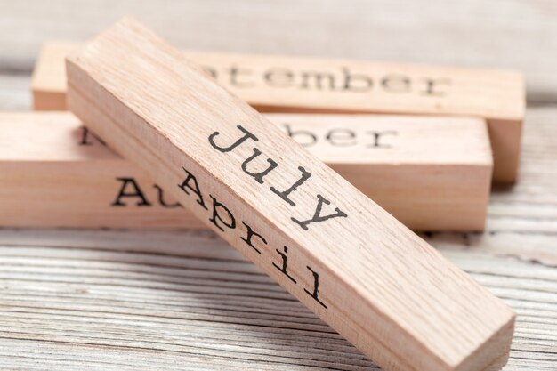 Photo wooden cubes with months names