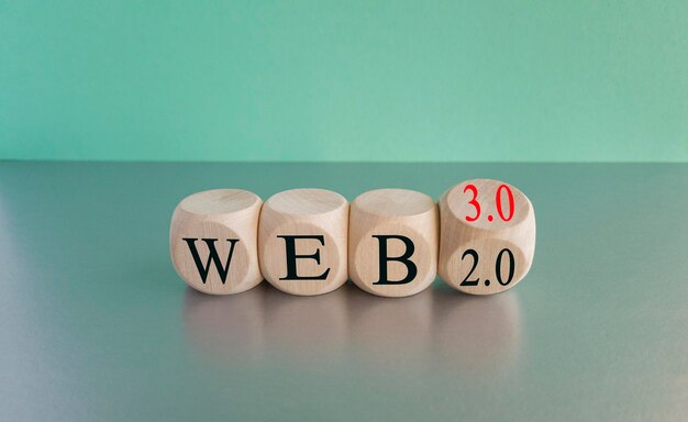 Wooden cubes with the word web on them