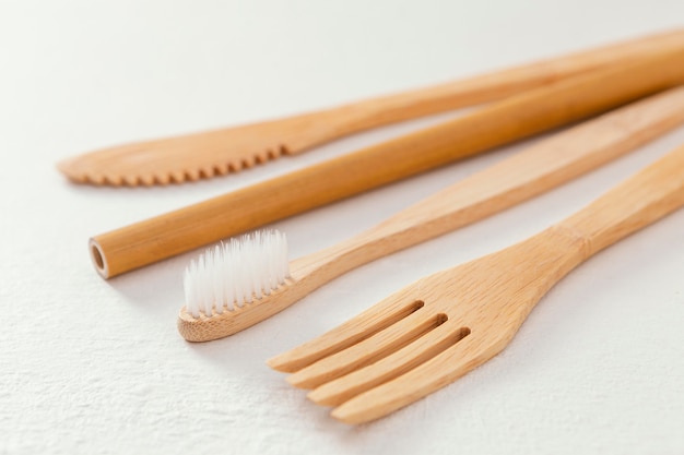 Photo wooden cutlery set