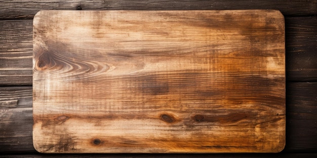 Деревянная доска для резки, виденная сверху на старом столе