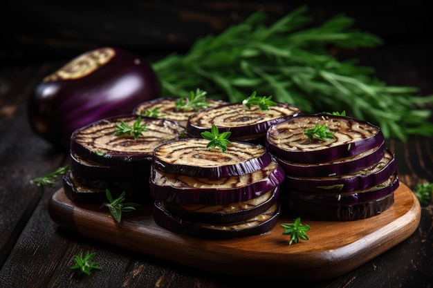 A wooden cutting board topped with sliced onions generative AI