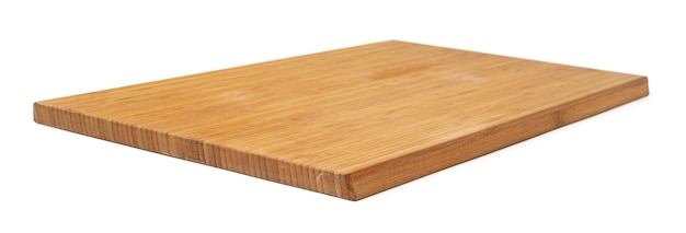 Wooden cutting board on a white background