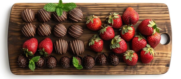 Wooden Cutting Board With Chocolate Covered Strawberries