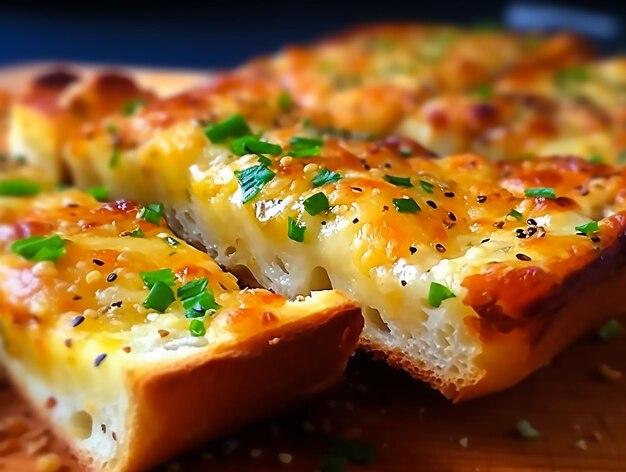 A wooden cutting board with a piece of cheese and chives on it