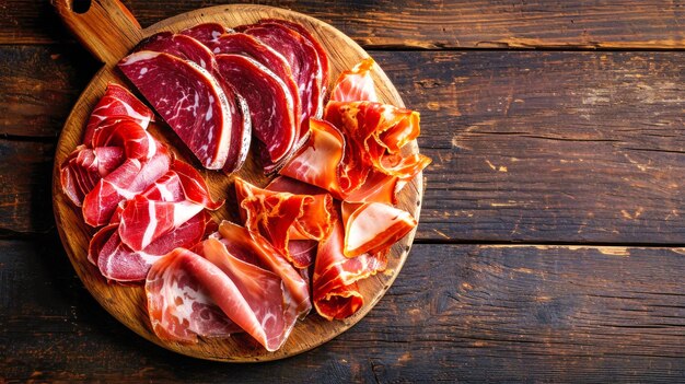 Wooden Cutting Board With Slices of Jamon Ham