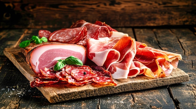 Wooden Cutting Board With Slices of Jamon Ham