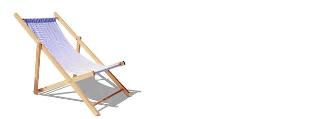 Wooden deck chairs on sandy beach near sea. Holiday background.