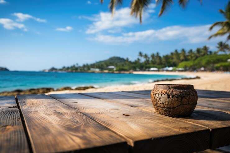 Photo wooden deck table for photo shoot background professional photography