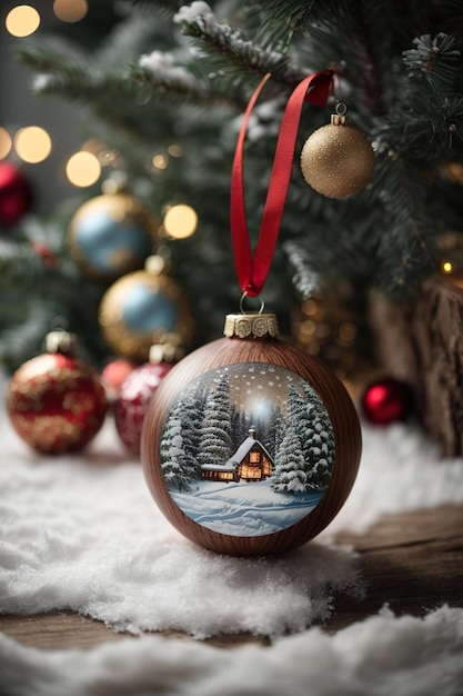 Foto decorazione in legno per l'albero di natale decorazione festiva della vigilia di natale