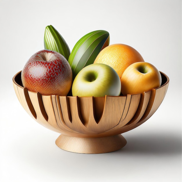 Wooden decorative bowl for fruits and decorations