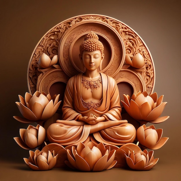 Wooden Deity in Meditation Lotus Embrace