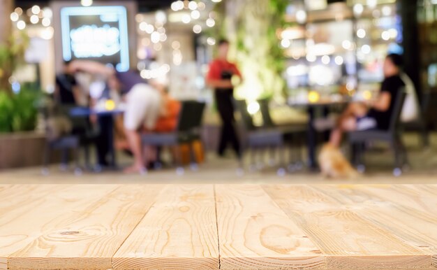 wooden desk with blurred background