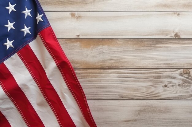 wooden desk with usa flag