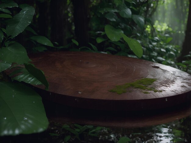 wooden disc in rain forest