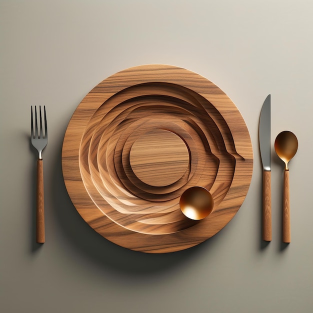 Wooden dish for mockup background