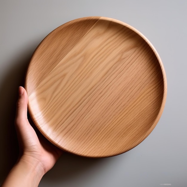 Деревянная тарелка для фона макета
