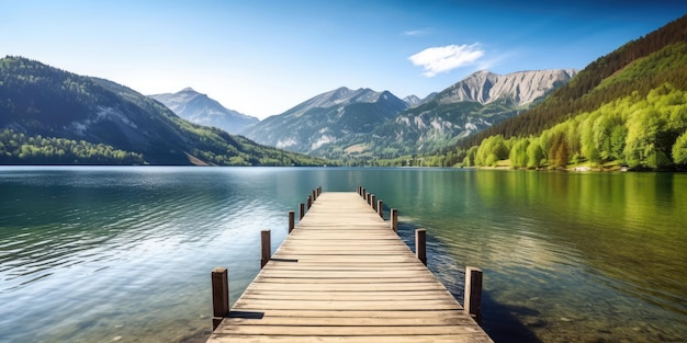 Wooden Dock on the Lake Generative AI