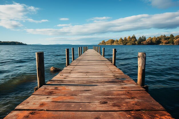 Wooden dock in the middle of the lake