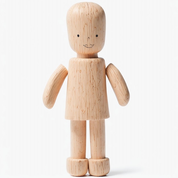 Wooden Doll on White Background