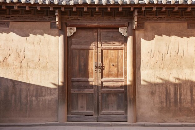 Photo wooden door in the ancient city of xian china