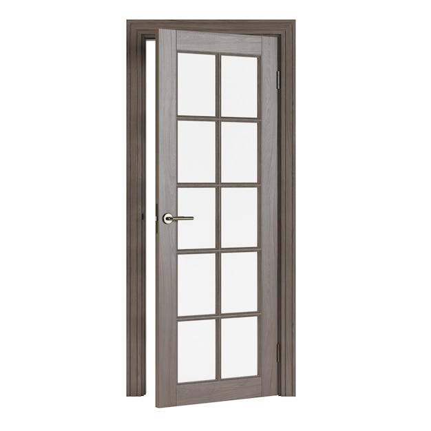 Wooden door isolated on white background. 3D rendering.