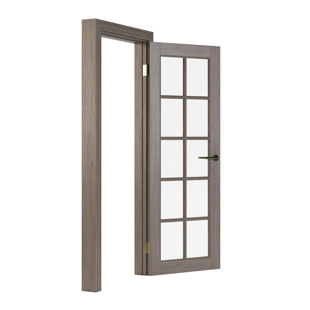 Wooden door isolated on white background. 3D rendering.