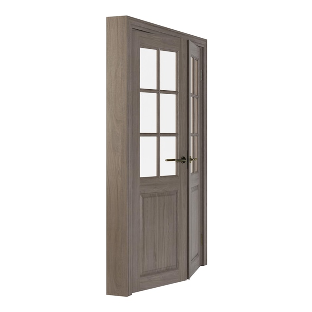 Wooden door isolated on white background. 3D rendering.