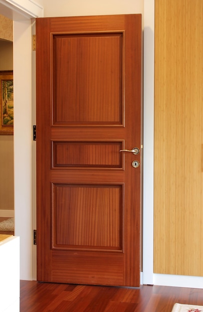 wooden door in room