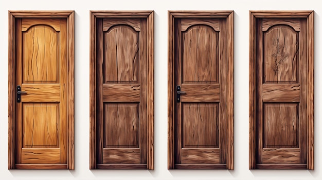 Wooden doors isolated against a white backdrop