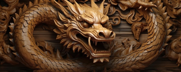 Photo the wooden dragon is a symbol of the new year 2024