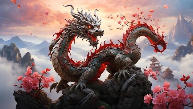 Деревянный дракон плавно объединяет сущность природы и мифологии.
