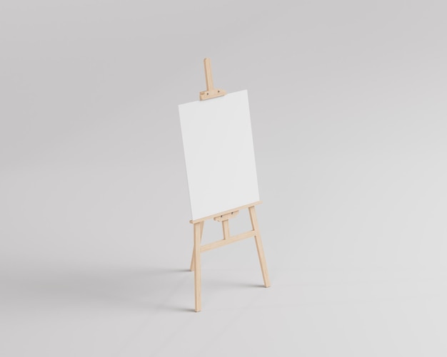 Макет деревянного мольберта, 3D-рендеринг, 3D-иллюстрация