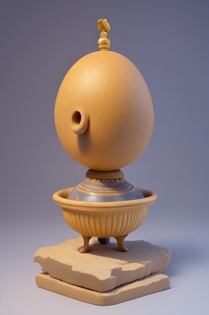 A wooden egg with a hole in the center