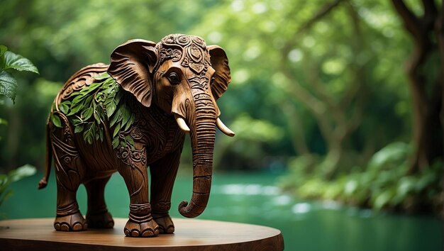 Wooden elephant statue