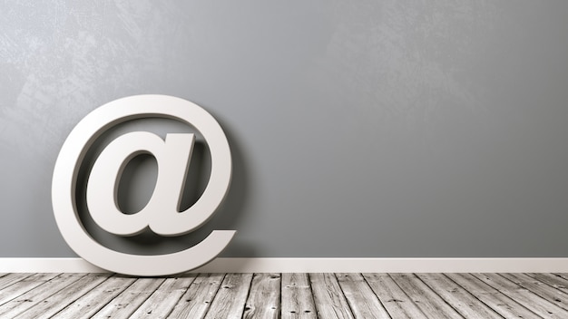 Wooden Email Symbol on Wooden Floor