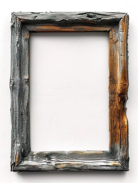 Photo wooden empty frame on a white background