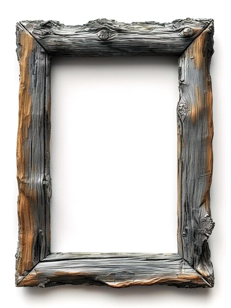 Photo wooden empty frame on a white background