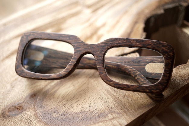 Photo wooden eyewear