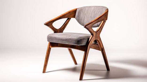 a wooden and fabric seat isolated on a white backdrop seen from various perspectives