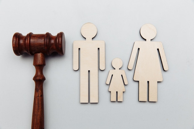 Wooden family and gavel