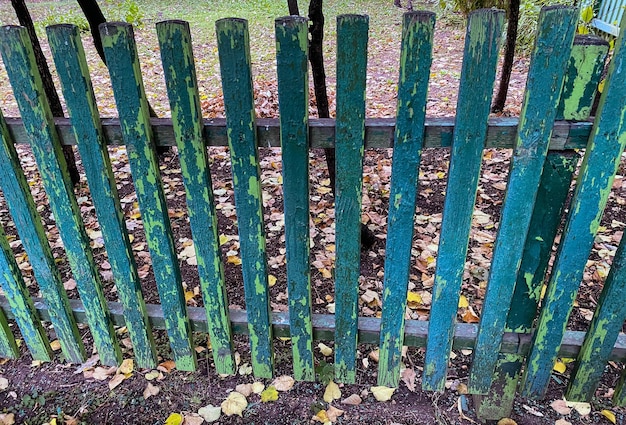 Staccionata in legno e parco autunnale