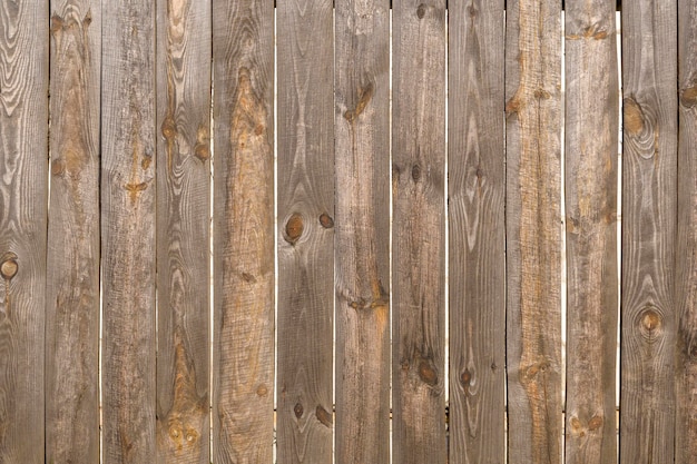 Wooden fence boards made of unpainted closeup shot