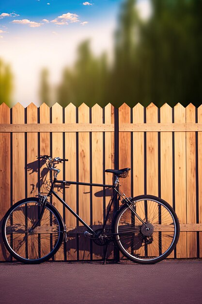 Photo a wooden fence with a bicycle leaning on it