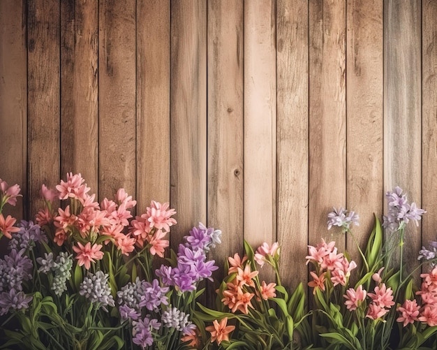 A wooden fence with flowers on it