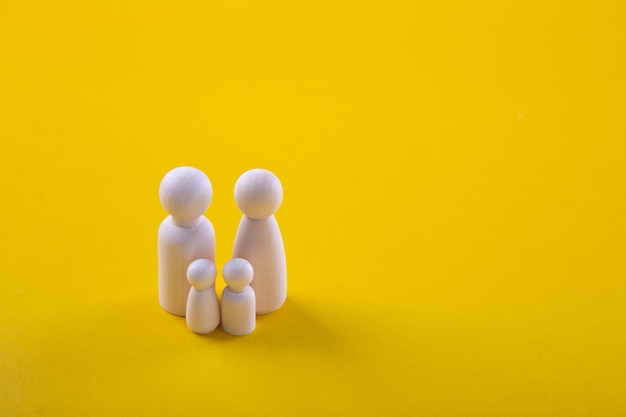 Wooden figurines of a family