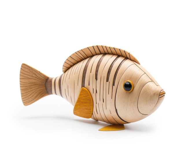 Wooden Fish Isolated on White Background