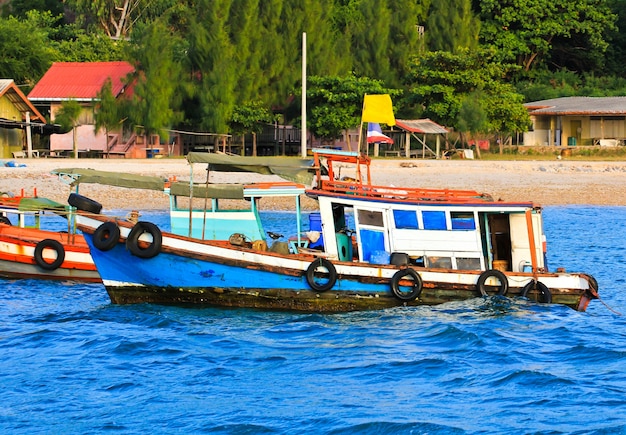 Wooden fishing boat on sea