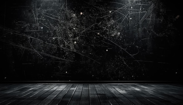 Wooden floor and black background Generative Ai