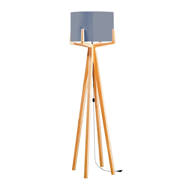 Photo a wooden floor lamp from the 1970s.